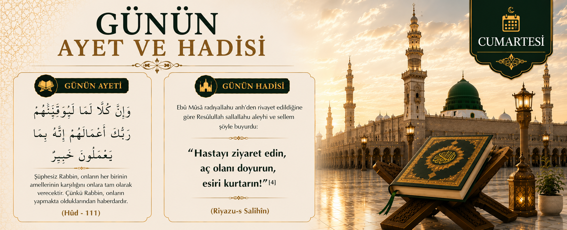 GÜNÜN AYET VE HADİSİ